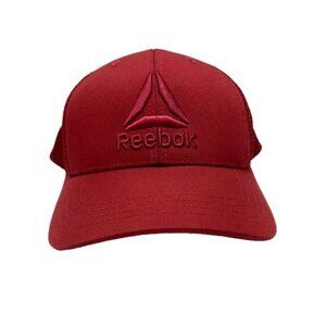 Reebok Snapback Trucker Cap Adult OSFA Adjustable Red Embroidered Mesh Back Hat